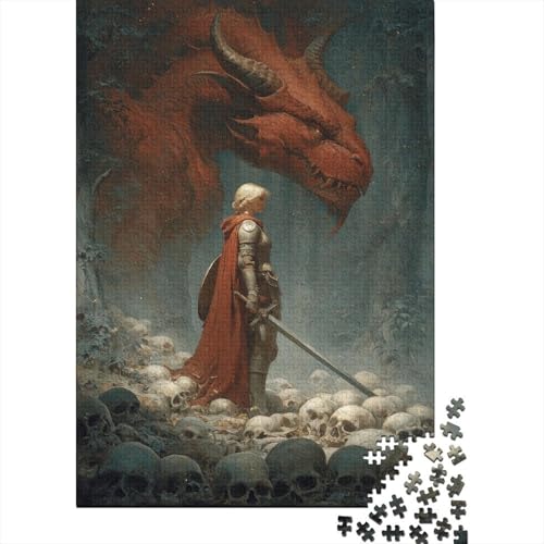 Fantasiewald,Blonde Frau, roter Drache,38x26cm/1000pcs,DIY-Puzzle Für Erwachsene von kaiyun