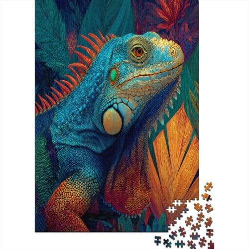 Farbenfroher Leguan in tropischer Umgebung Puzzle 1000 Teile, Lernspiel, Unmöglich, Anspruchsvolles Spielzeug Für Erwachsene Und Kinder Ab 14 Jahren 38x26cm/1000pcs von kaiyun