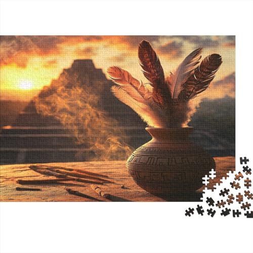 Federn in Einer Vase auf dem Altar 1000pcs (75x50cm) Puzzle, Lernspiel Impossible Sonnenaufgang Herausforderungsspielzeug Für Erwachsene Teenager von kaiyun