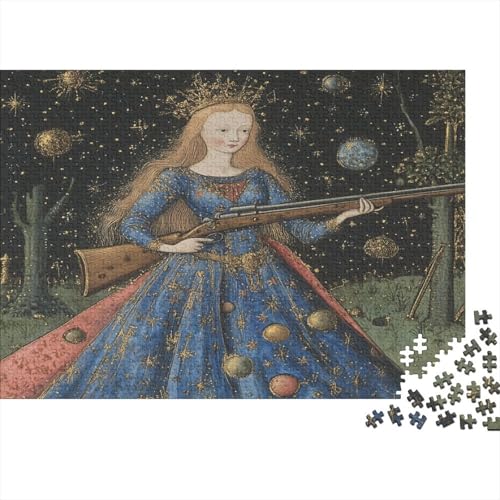 Fee mit Gewehr in der Hand 1000pcs (75x50cm) Puzzle, Lernspiel Impossible Mittelalterliche Kunst Herausforderungsspielzeug Für Erwachsene Teenager von kaiyun