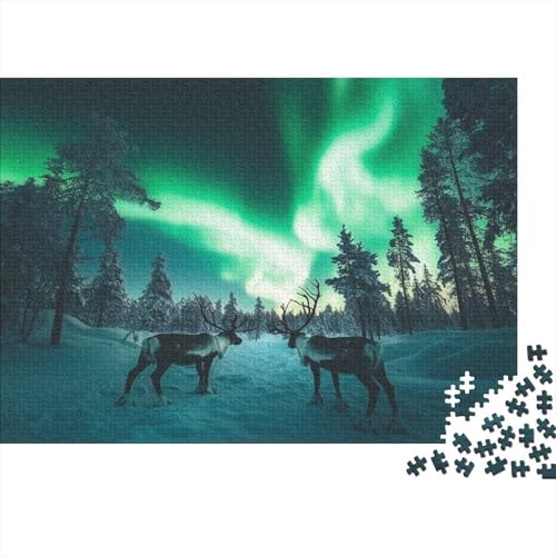 Finnlands Aurorahimmel 1000pcs (75x50cm) Puzzle, Lernspiel Impossible Rentier Herausforderungsspielzeug Für Erwachsene Teenager von kaiyun