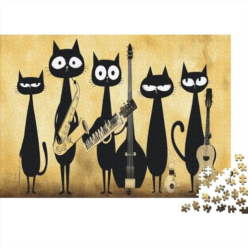 Five Tall Black Katzes 1000pcs (75x50cm) Schwer Puzzle Lernspiel Impossible Jazz-Atmosphäre Herausforderung Spielzeug Für Erwachsene Kinder von kaiyun