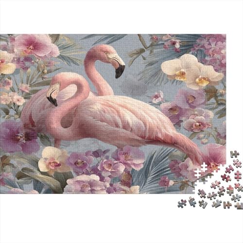 Flamingo Rätsel Für Erwachsene |Palmblätter, Orchideen und kleine Blumen| Familienspaß-Puzzles 1000pcs (75x50cm) von kaiyun