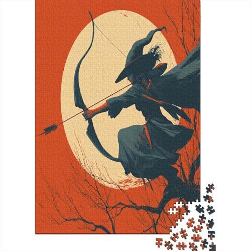 Fliegende Hexe mit Pfeil und Bogen Rätsel Für Erwachsene || 38x26cm/1000pcs Puzzles Lernspiele Home Decor von kaiyun