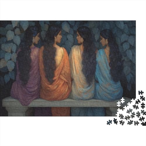 Four Indian Frauen Sitting on A Bench 1000pcs (75x50cm) Schwer Puzzle Lernspiel Impossible Herausforderung Spielzeug Für Erwachsene Kinder von kaiyun