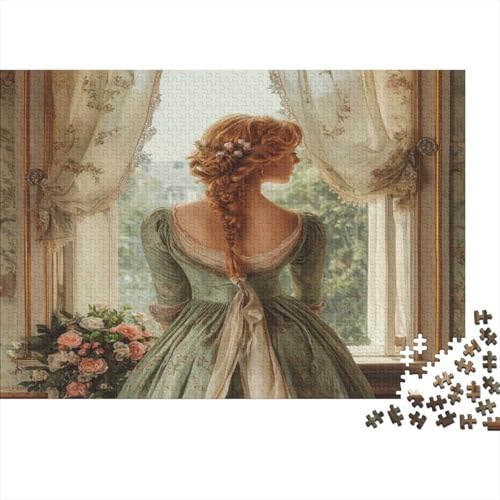 Frau Steht am Fenster des Herrenhauses 1000pcs (75x50cm) Puzzles, Die Für Erwachsene Und Personen Ab 14 Jahren Geeignet Sind von kaiyun