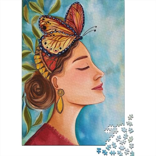 Frauenprofil, Schmetterling1000 Teile: Unmögliches Puzzle Für Erwachsene, Spiele, Geschenke, Kinder, Herausforderungs70x50cm/1000pcs von kaiyun