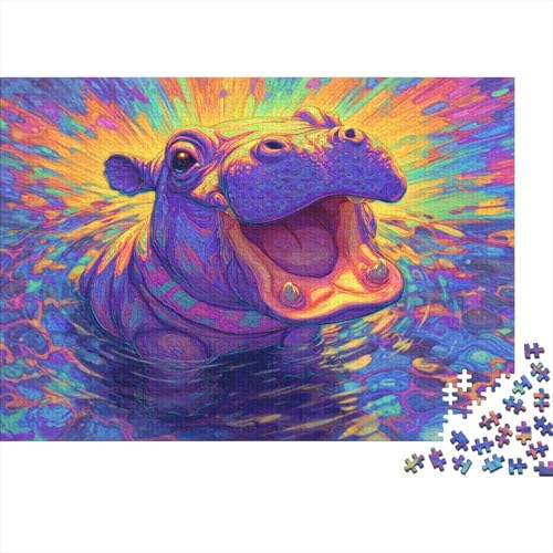 Fröhliches kleines NilHorse mit offenem Mund und Lächeln 1000pcs (75x50cm) Schwer Puzzle Lernspiel Impossible Herausforderung Spielzeug Für Erwachsene Kinder von kaiyun
