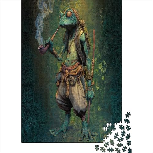 Froschmännchen raucht Pfeife Puzzle 1000 Teile Für Erwachsene, Lernspiele, Heimdekoration70x50cm/1000pcs von kaiyun