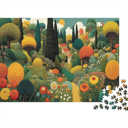 Garten 1000pcs (75x50cm) Schwer Puzzle Lernspiel Impossible Volksillustration Herausforderung Spielzeug Für Erwachsene Kinder von kaiyun