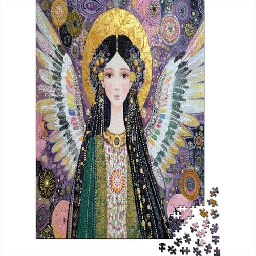 Geflügelter Engel, umgeben von Blumen und goldenem Heiligenschein 70x50cm/1000pcs Schwer Puzzle Lernspiel Impossible Herausforderung Spielzeug Für Erwachsene Kinder von kaiyun