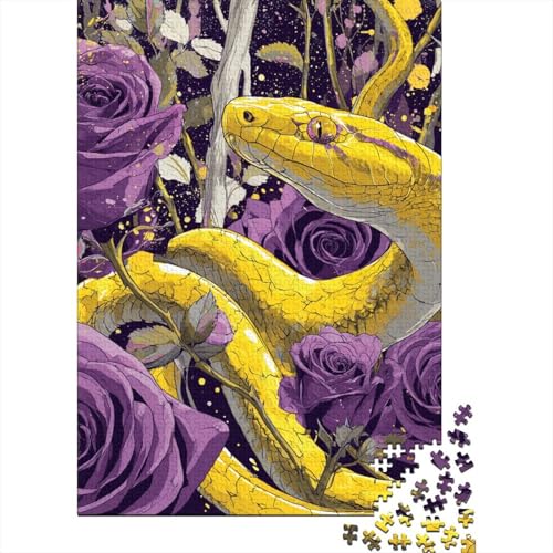 Gelbe Schlange und Violette Rose Puzzle 1000 Teile Für Erwachsene, Lernspiele, Heimdekoration70x50cm/1000pcs von kaiyun