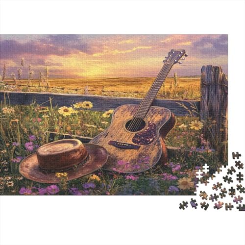 Gitarre, Wooden Fence - Vast Grasland 1000pcs (75x50cm) Schwer Puzzle Lernspiel Impossible Herausforderung Spielzeug Für Erwachsene Kinder von kaiyun