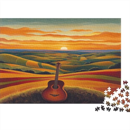 Gitarre 1000pcs (75x50cm) Schwer Puzzle Lernspiel Impossible Golden Sonnenuntergang Herausforderung Spielzeug Für Erwachsene Kinder von kaiyun