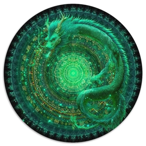 Glitzerndes magisches Mandala Emerald Green Chinese Drache Puzzle 1000 Teile Für Erwachsene, Lernspiele, Heimdekoration1000pcs (67.5x67.5cm) von kaiyun