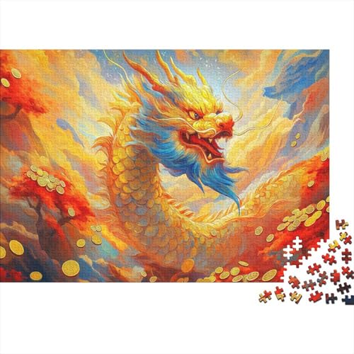 Golden Drache Rätsel Für Erwachsene |Fliegen am Himmel| 1000pcs (75x50cm) Puzzles Lernspiele Home Decor von kaiyun
