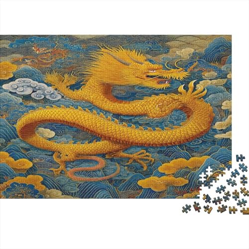 Golden Drache Soaring in The Sky 1000pcs (75x50cm) Puzzle, Lernspiel Impossible Umgeben von glückverheißenden Wolken Herausforderungsspielzeug Für Erwachsene Teenager von kaiyun