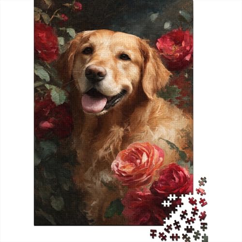 Golden Retriever 38x26cm/1000pcs Puzzle, Lernspiel Impossible Rote Rose Herausforderungsspielzeug Für Erwachsene Teenager von kaiyun