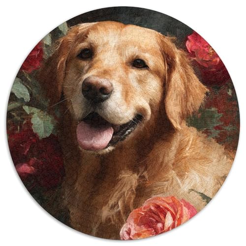 Golden Retriever Rote Rose Puzzle 1000 Teile Für Erwachsene, Lernspiele, Heimdekoration1000pcs (67.5x67.5cm) von kaiyun