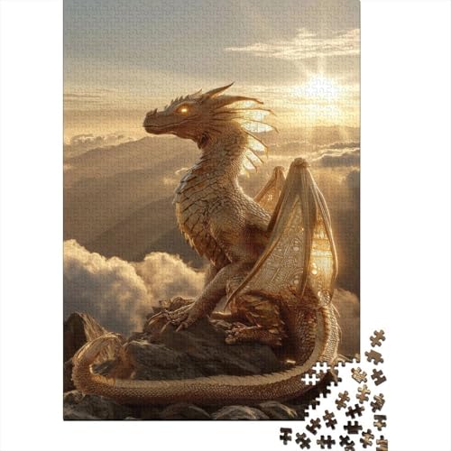 Goldener Drache Puzzle 1000 Teile, Lernspiel, Unmöglich Sonnenuntergang, Anspruchsvolles Spielzeug Für Erwachsene Und Kinder Ab 14 Jahren 38x26cm/1000pcs von kaiyun
