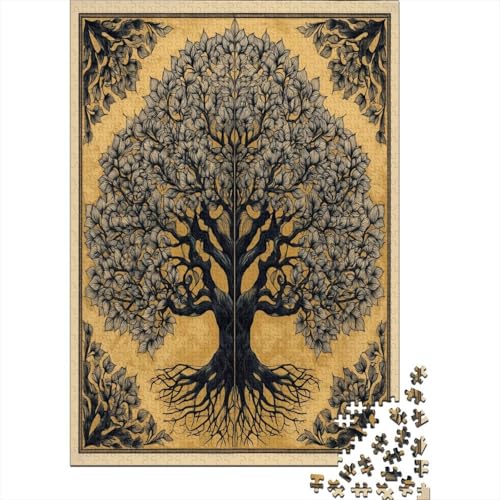 Goldener Hintergrund Baum des Lebens1000 Teile: Unmögliches Puzzle Für Erwachsene, Spiele, Geschenke, Kinder, Herausforderungs70x50cm/1000pcs von kaiyun