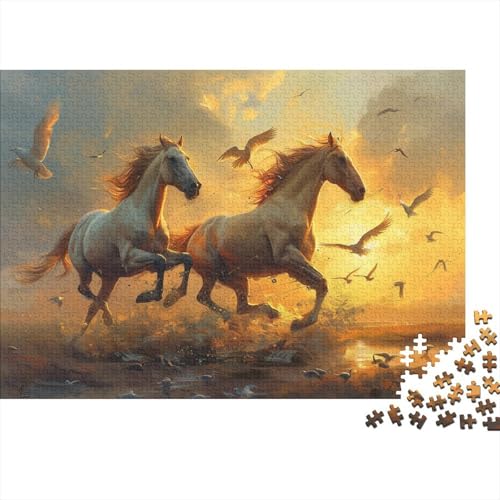 Goldenes Horse, Sonnenaufgang 1000pcs (75x50cm) Schwer Puzzle Lernspiel Impossible Herausforderung Spielzeug Für Erwachsene Kinder von kaiyun