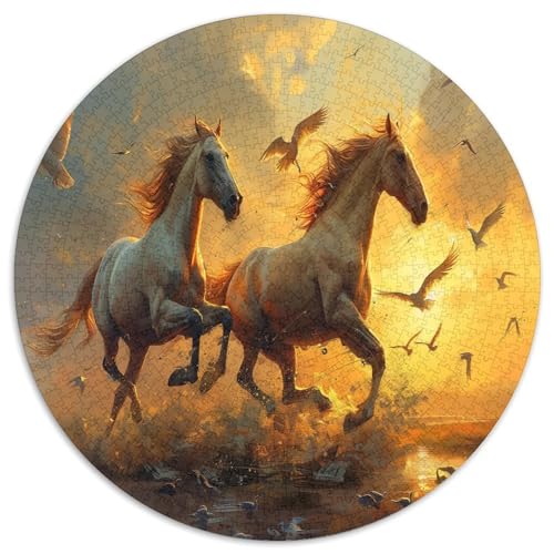 Goldenes Horse, Sonnenaufgang Puzzle 1000pcs (67.5x67.5cm) Erwachsene Puzzle,Home Decor von kaiyun