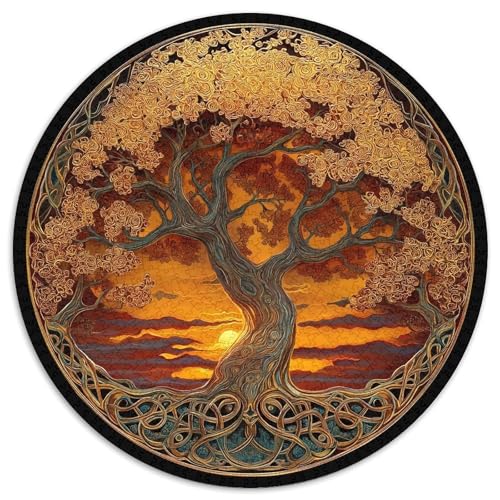 Goldoranger Sonnenuntergang Celtic Baum Sonnenuntergang Puzzle 1000pcs (67.5x67.5cm) Erwachsene Puzzle,Home Decor von kaiyun