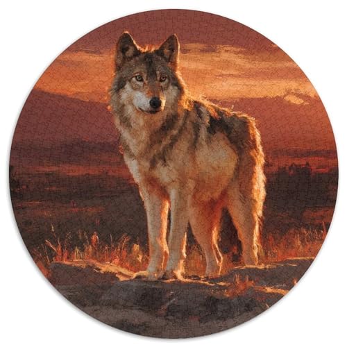 Grauer Wolf im Sonnenuntergang 1000pcs (67.5x67.5cm) Puzzles, Die Für Erwachsene Und Personen Ab 14 Jahren Geeignet Sind von kaiyun