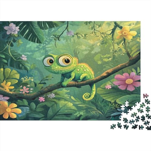 Green Chamäleon 1000pcs (75x50cm) Schwer Puzzle Lernspiel Impossible Weinrebes and Farbeful Blumen Herausforderung Spielzeug Für Erwachsene Kinder von kaiyun