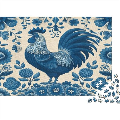 Griechisch-Blauer Hahn im Vintage-Stil mit Folk-Muster 1000pcs (75x50cm) Schwer Puzzle Lernspiel Impossible Herausforderung Spielzeug Für Erwachsene Kinder von kaiyun