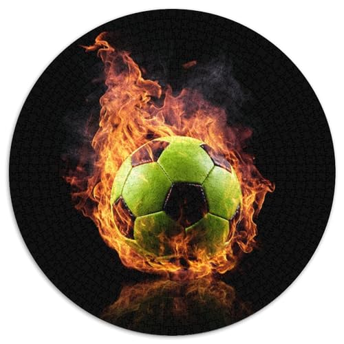 Grüner Fußball in gelben Flammen, Gemusterte Nachhaltige Für Erwachsene Hochwertige Holzspielpuzzles 1000pcs (67.5x67.5cm) von kaiyun