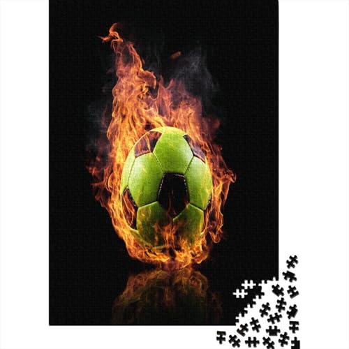 Grüner Fußball in gelben Flammen, Gemusterte Nachhaltige Für Erwachsene Hochwertige Holzspielpuzzles 70x50cm/1000pcs Grüner Fußball in gelben Flammen, Gemusterte Nachhaltige Für Erwachsene Hochwertige Holzspielpuzzles 70x50cm/1000pcs von kaiyun