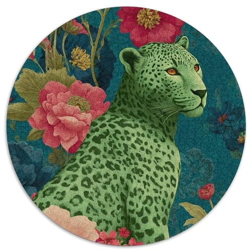 Grüner Leopard 1000pcs (67.5x67.5cm) Puzzle, Lernspiel Impossible Blaue Blumen Herausforderungsspielzeug Für Erwachsene Teenager von kaiyun