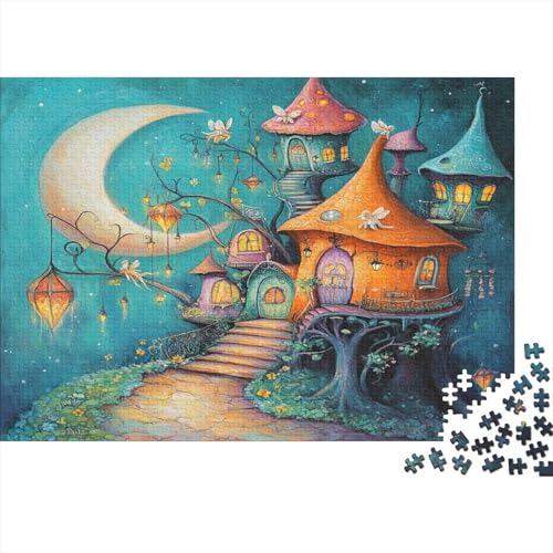 Halbmond, Magisches Feendorf 1000pcs (75x50cm) Puzzles, Die Für Erwachsene Und Personen Ab 14 Jahren Geeignet Sind Pilz House Tower von kaiyun