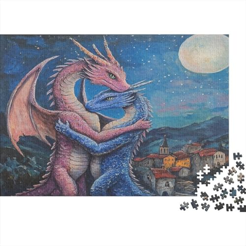 Halbmondnacht 1000pcs (75x50cm) Puzzle, Lernspiel Impossible The Embrace Drache Herausforderungsspielzeug Für Erwachsene Teenager von kaiyun