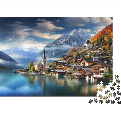 Hallstatt-Landschaft,Berg,1000pcs (75x50cm),DIY-Puzzle Für Erwachsene von kaiyun