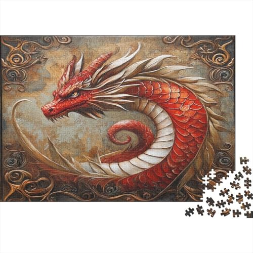 Handsome and Naughty Red Drache 1000pcs (75x50cm) Puzzles, Die Für Erwachsene Und Personen Ab 14 Jahren Geeignet Sind Retro-Stil von kaiyun