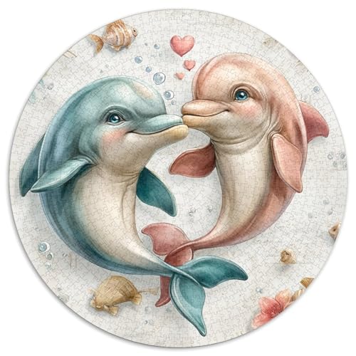 Haut Delphin Couple 1000pcs (67.5x67.5cm) Schwer Puzzle Lernspiel Impossible Retro-mediterrane Atmosphäre Herausforderung Spielzeug Für Erwachsene Kinder von kaiyun