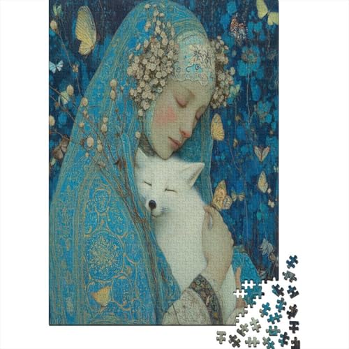 Heiliger Kleiner weißer Fuchs in den Armen Einer Frau 70x50cm/1000pcs Schwer Puzzle Lernspiel Impossible Herausforderung Spielzeug Für Erwachsene Kinder von kaiyun
