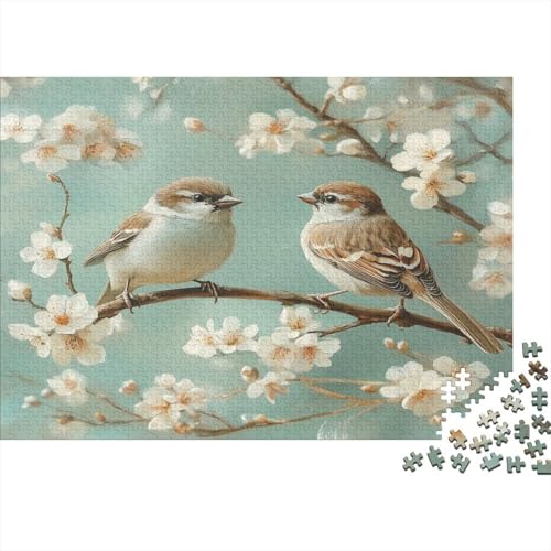 Hellgrün und Beige 1000pcs (75x50cm) Puzzle, Lernspiel Impossible Birds and Blumen Herausforderungsspielzeug Für Erwachsene Teenager von kaiyun