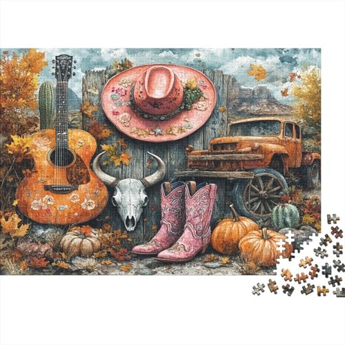 Herbst-Western-Elemente- Gitarre, Cowboystiefel, Cactus 1000pcs (75x50cm) Puzzles, Die Für Erwachsene Und Personen Ab 14 Jahren Geeignet Sind von kaiyun