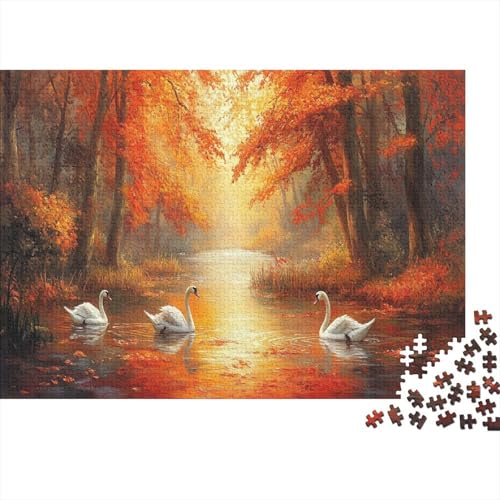 Herbstwald Rätsel Für Erwachsene |Rote Blätter, Schwäne| 1000pcs (75x50cm) Puzzles Lernspiele Home Decor von kaiyun