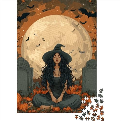 Hexen, Fledermäuse, riesiger Vollmond1000 Teile: Unmögliches Puzzle Für Erwachsene, Spiele, Geschenke, Kinder, Herausforderungs38x26cm/1000pcs von kaiyun