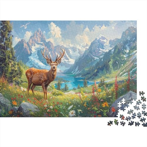 Hirsch-Ölgemälde 1000pcs (75x50cm) Schwer Puzzle Lernspiel Impossible Herausforderung Spielzeug Für Erwachsene Kinder von kaiyun