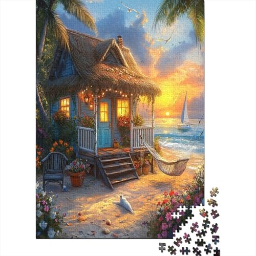 Holzhaus am Meer,Seagulls Beach Shells Palm Bäume Hängemattes Gemusterte Nachhaltige Für Erwachsene Hochwertige Holzspielpuzzles 38x26cm/1000pcs Holzhaus am Meer,Seagulls Beach Shells Palm Bäume Hängemattes Gemusterte Nachhaltige Für Erwachsene Hochwertige Holzspielpuzzles 38x26cm/1000pcs von kaiyun