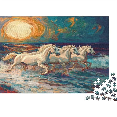 Horse, Seashore Rätsel Für Erwachsene |Ölgemälde Style| 1000pcs (75x50cm) Puzzles Lernspiele Home Decor von kaiyun