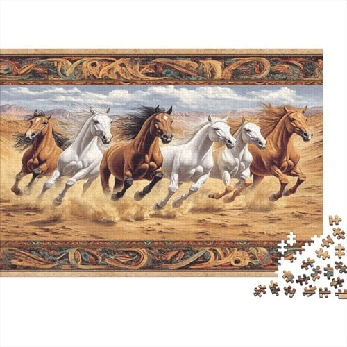 Horses Running in The Wüste 1000pcs (75x50cm) Schwer Puzzle Lernspiel Impossible Südwestlicher Musterstil Herausforderung Spielzeug Für Erwachsene Kinder von kaiyun