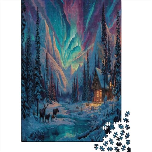 Hütte,Rätsel Für Erwachsene 38x26cm/1000pcs,Herausforderungsspiele Nordlichter von kaiyun