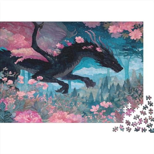 Huge Black Drache 1000pcs (75x50cm) Schwer Puzzle Lernspiel Impossible Spring Wald Scenery Herausforderung Spielzeug Für Erwachsene Kinder von kaiyun